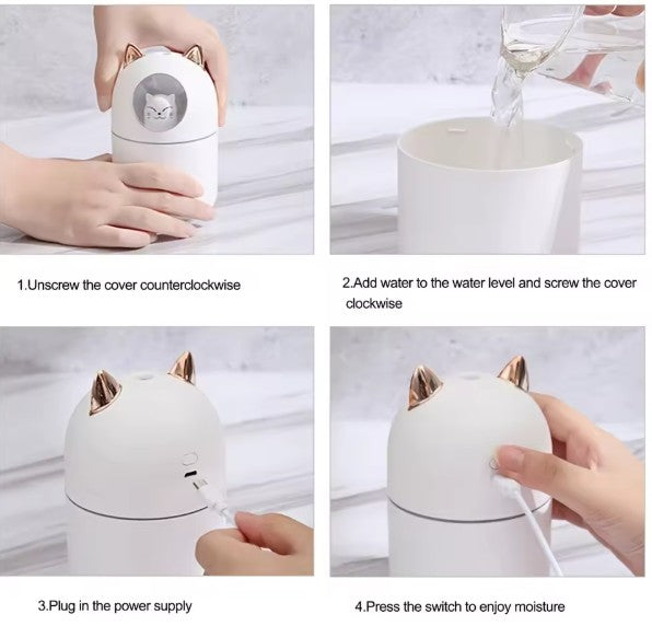 WhiskerMist® 300ML Cat-Shaped USB Air Humidifier & Essential Oil Diffuser