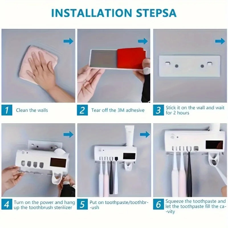 SmartAuto® Wall-Mount Toothpaste Dispenser & Holder Set