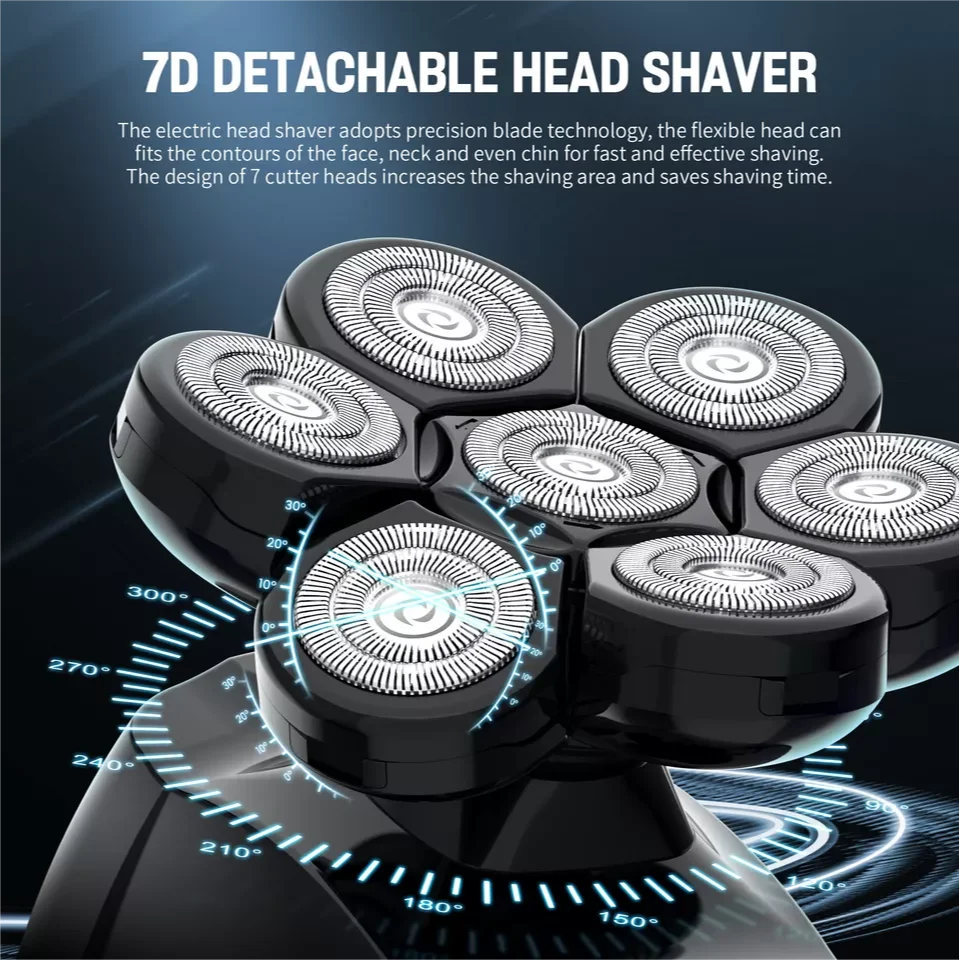 SEJOY 6-in-1 7D Electric Head Shaver – The Ultimate Bald Men’s Grooming Kit