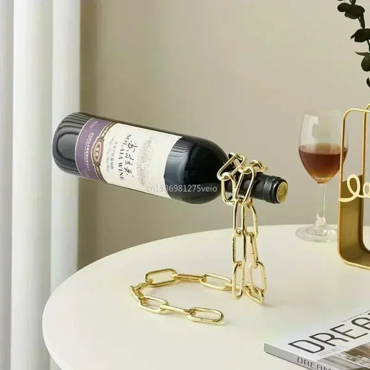 Magical Floating Chain Wine Rack – The Ultimate Illusion for Your Bar & Home