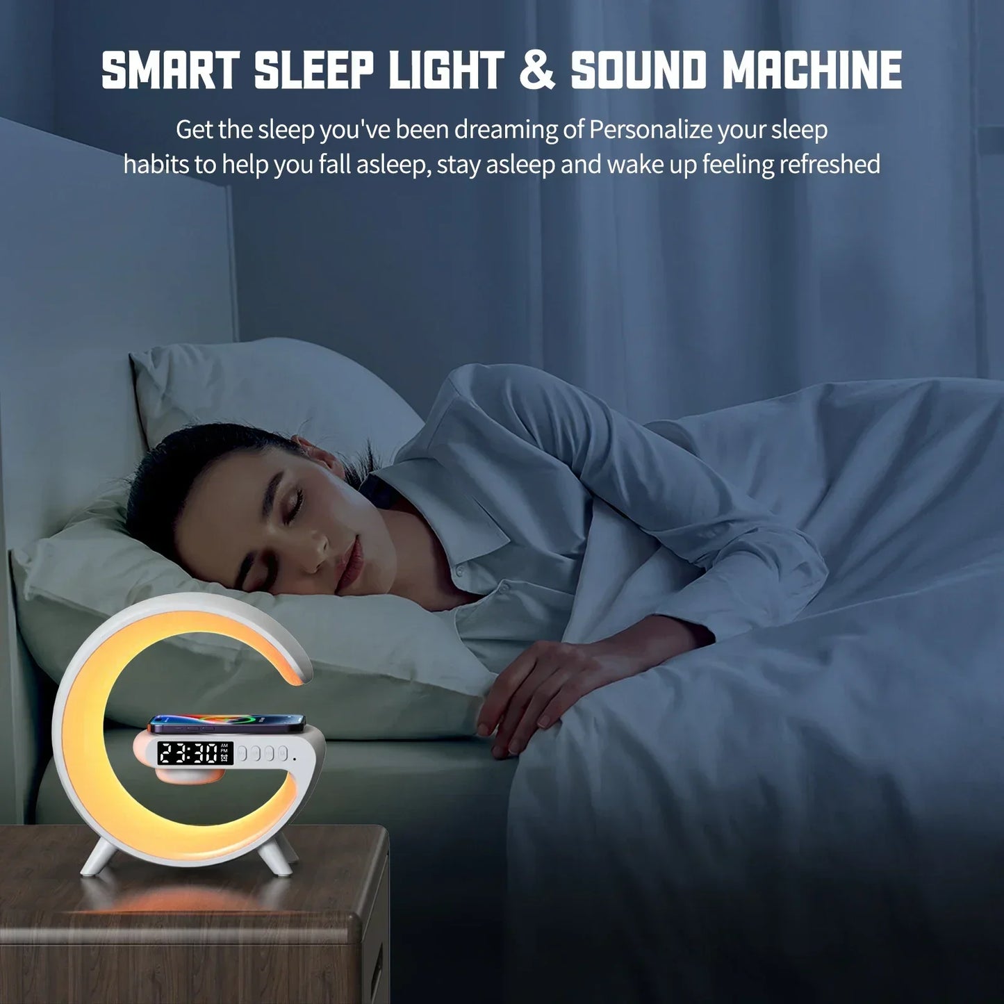 GlowCharge® 3-in-1 Wireless Charging Station with Bluetooth Speaker & RGB Night Light