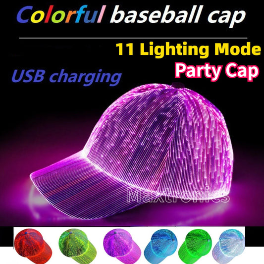 LumiGlow 7-Color LED Fiber Optic Baseball Cap