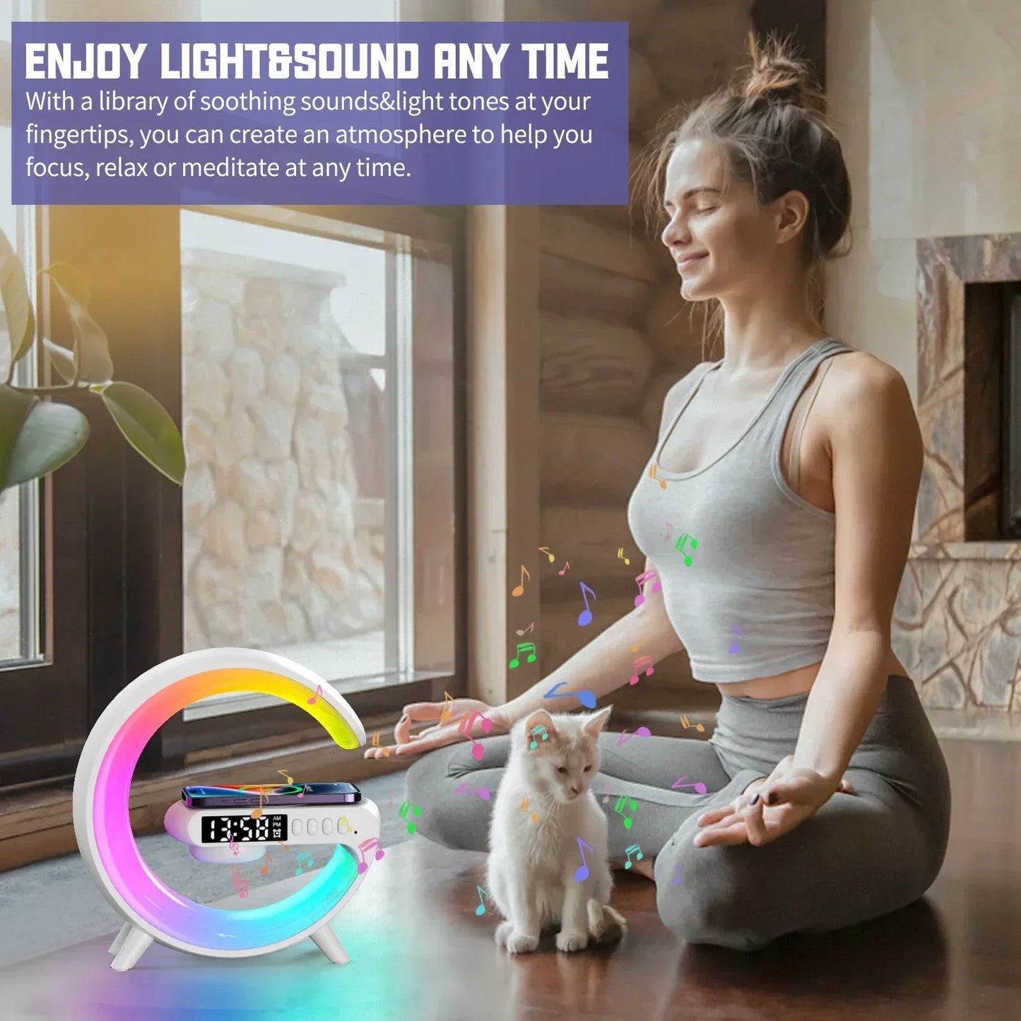 GlowCharge® 3-in-1 Wireless Charging Station with Bluetooth Speaker & RGB Night Light