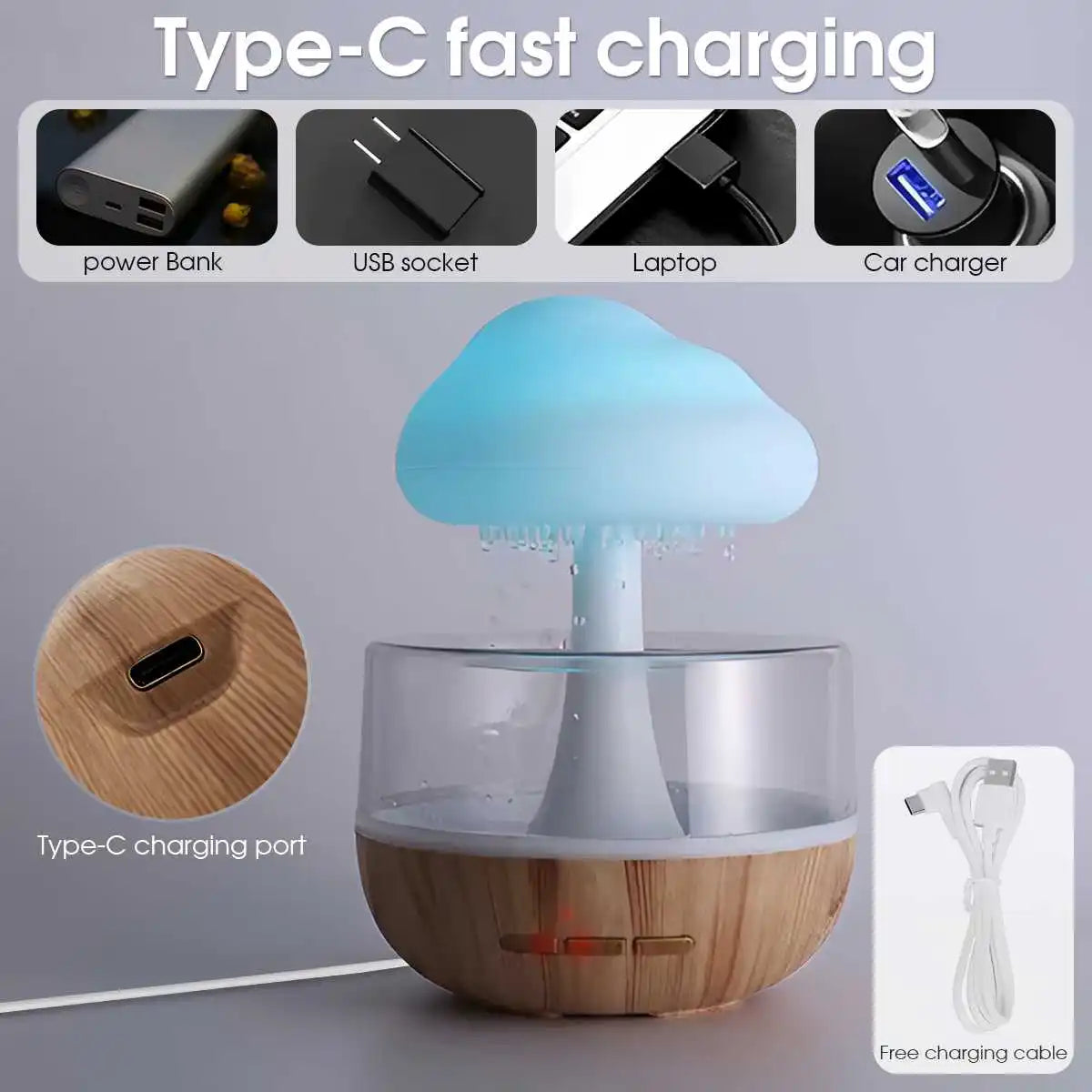 Rain Cloud Humidifier & Night Light Aromatherapy Lamp