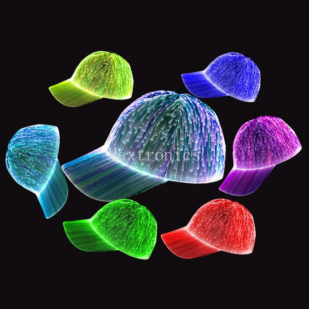 LumiGlow 7-Color LED Fiber Optic Baseball Cap
