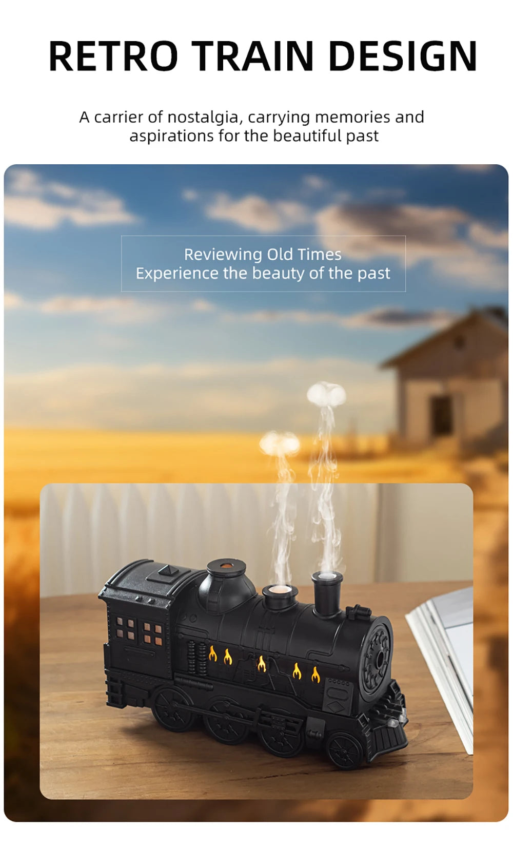 Vintage Train Ultrasonic Aroma Diffuser & Humidifier