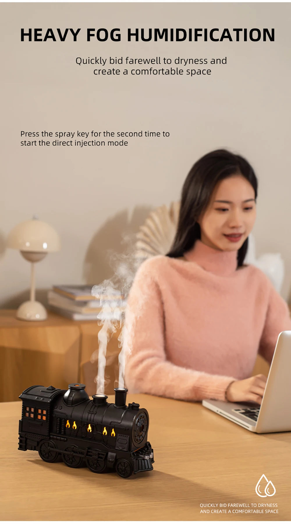 Vintage Train Ultrasonic Aroma Diffuser & Humidifier