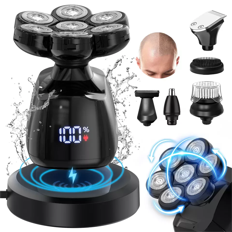 SEJOY 6-in-1 7D Electric Head Shaver – The Ultimate Bald Men’s Grooming Kit