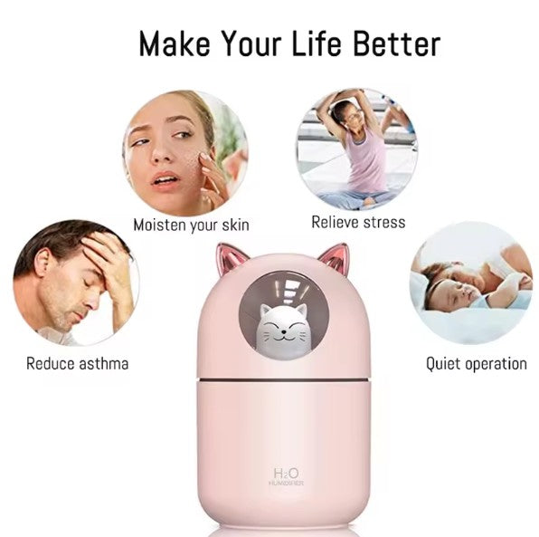 WhiskerMist® 300ML Cat-Shaped USB Air Humidifier & Essential Oil Diffuser