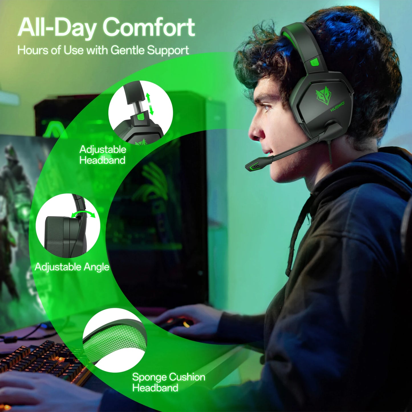 NUBWO N16 Gaming Headset – Dominate the Game in Comfort & Style!