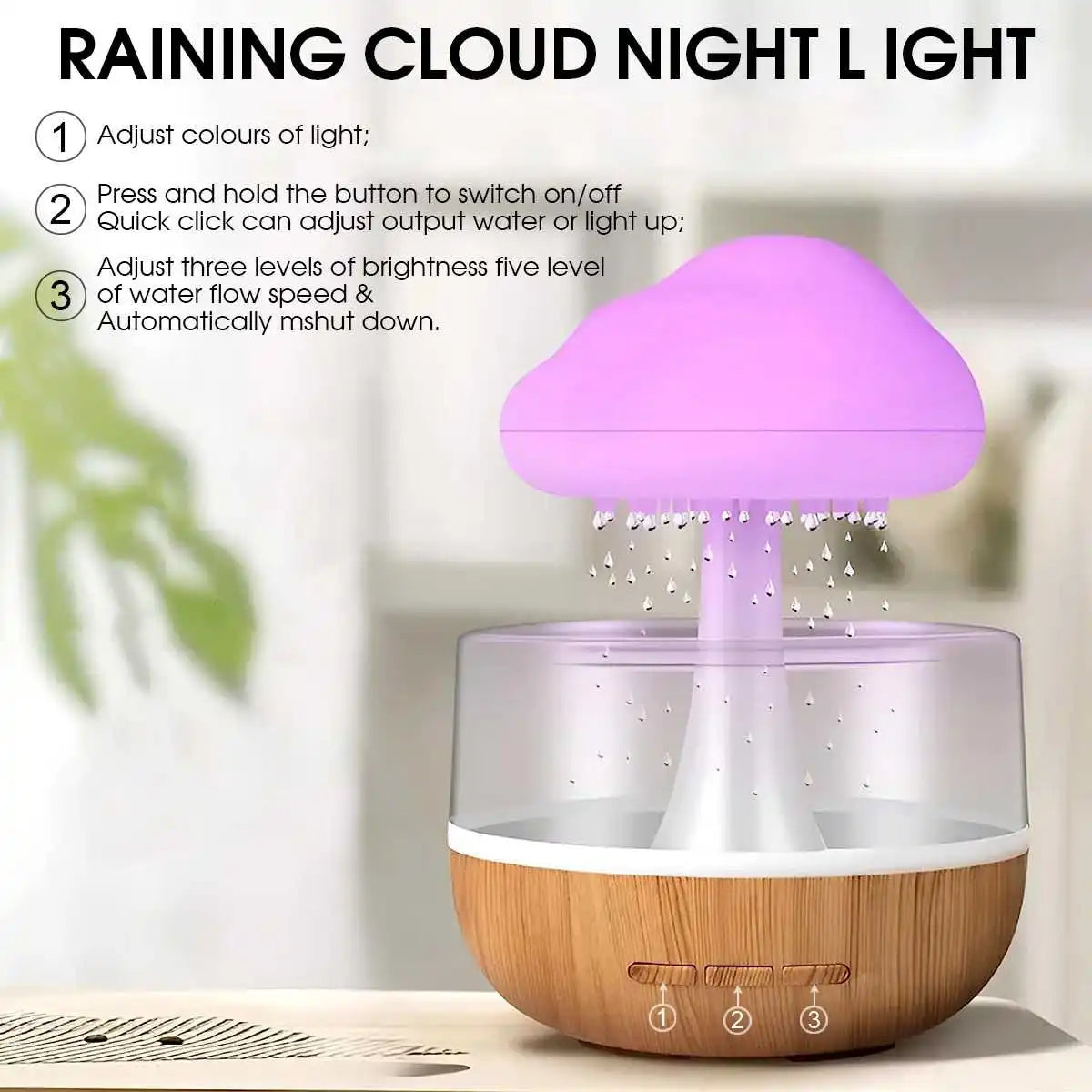 Rain Cloud Humidifier & Night Light Aromatherapy Lamp